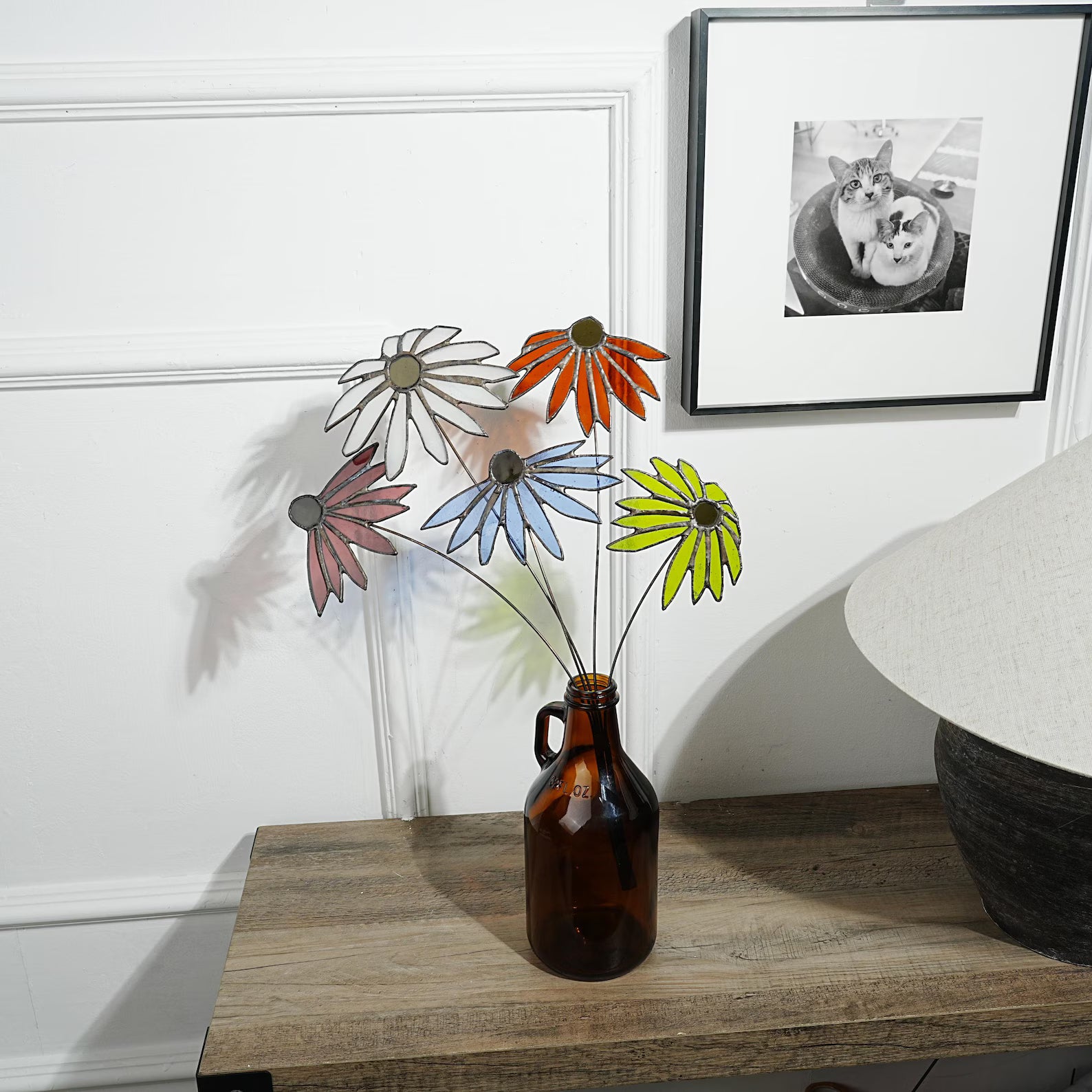 Stained glass Coneflower bouquet Table decor