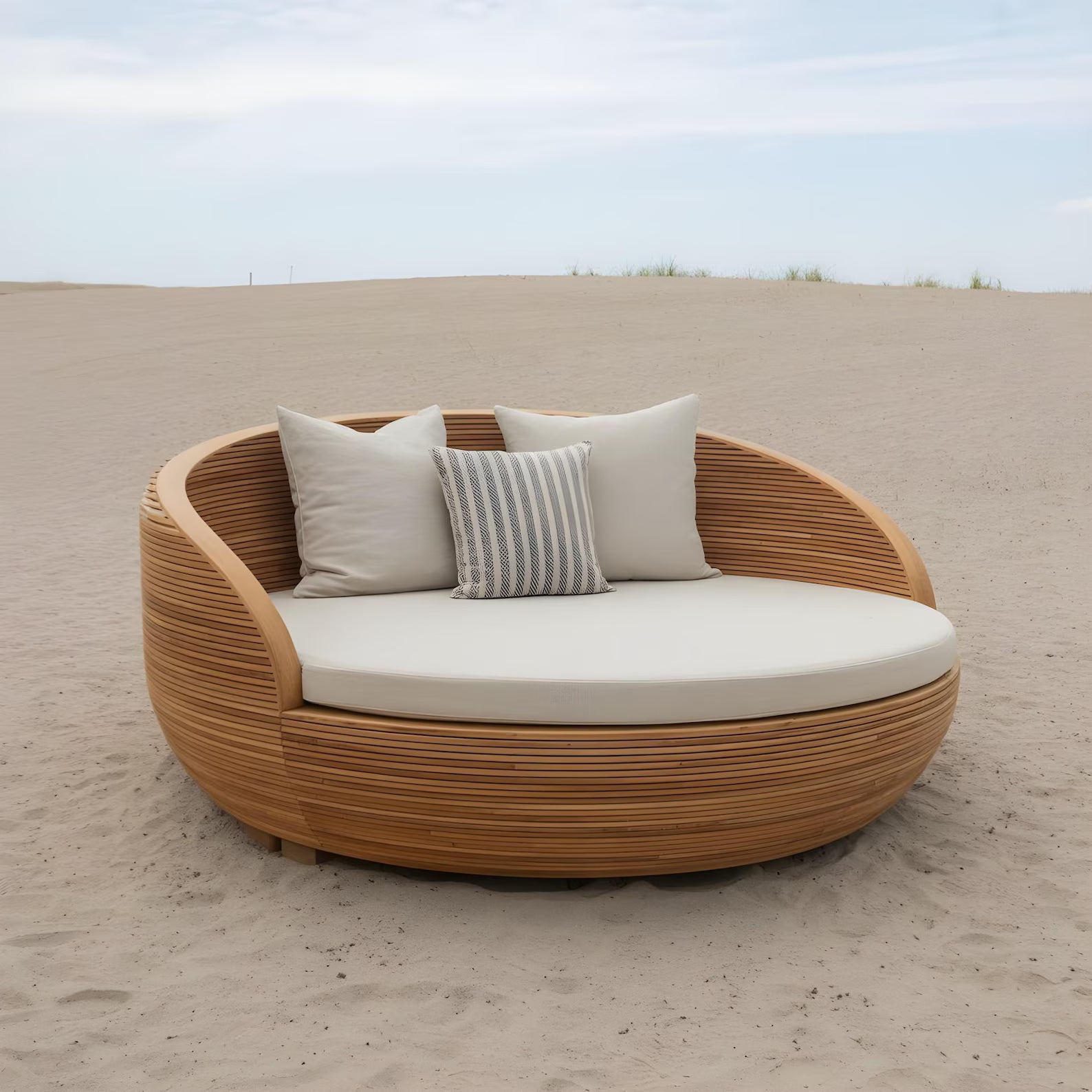 Wooden Daybed Handcrafted From Solid Oak, Unique Round Garden Bed