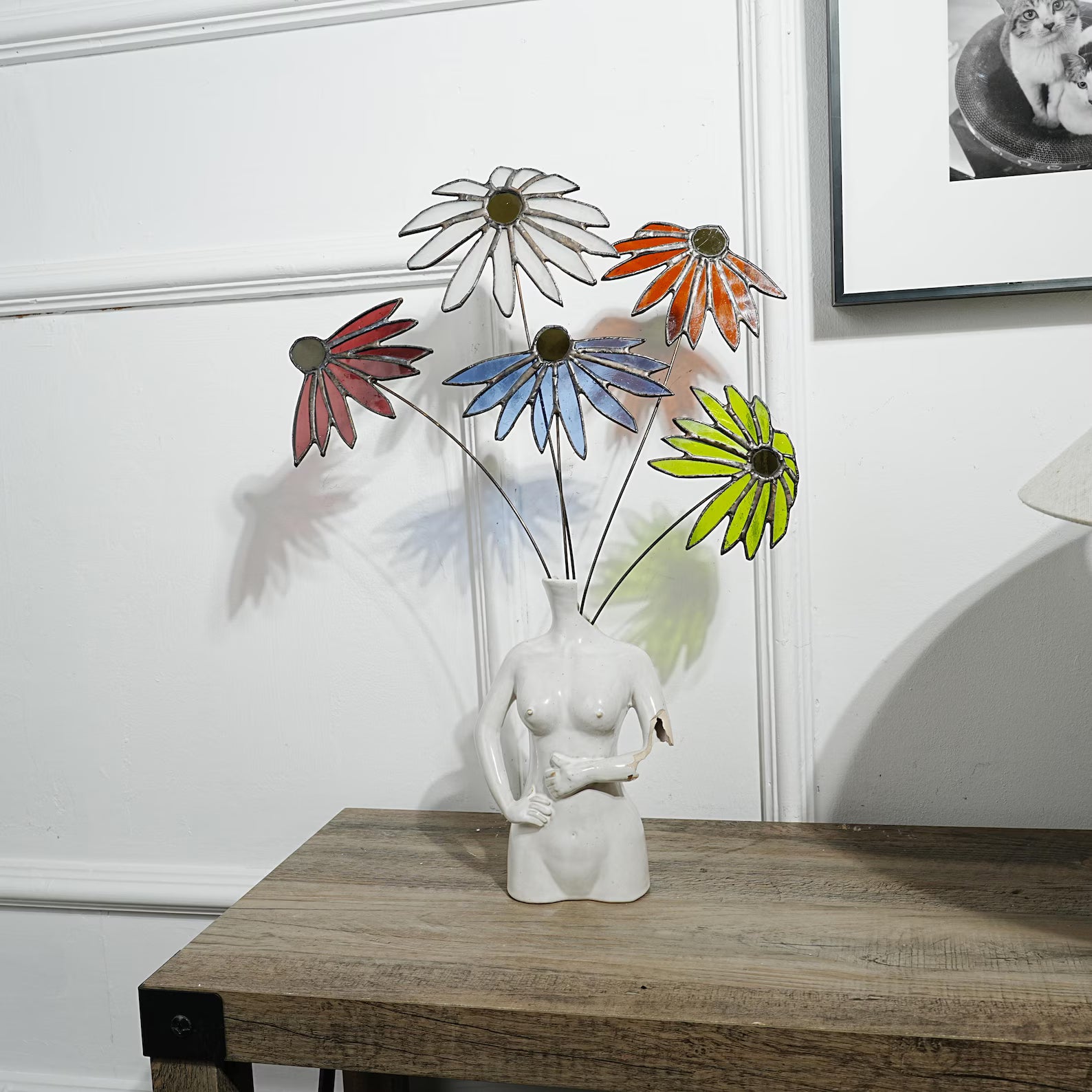 Stained glass Coneflower bouquet Table decor