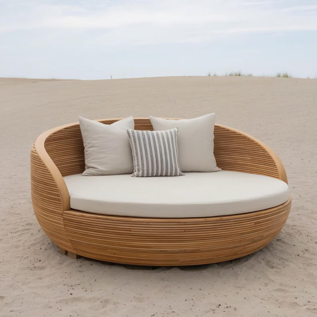 Wooden Daybed Handcrafted From Solid Oak, Unique Round Garden Bed