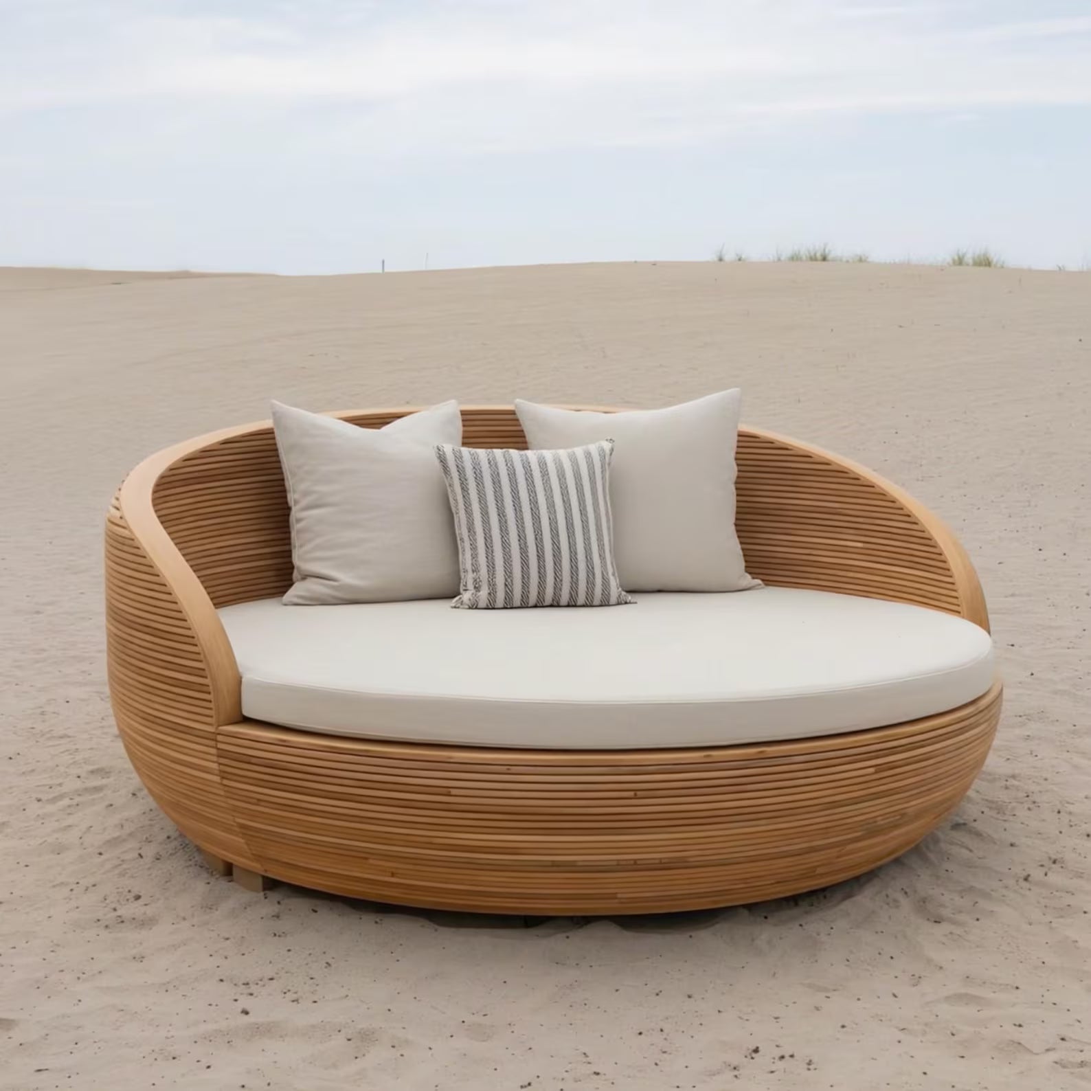 Wooden Daybed Handcrafted From Solid Oak, Unique Round Garden Bed