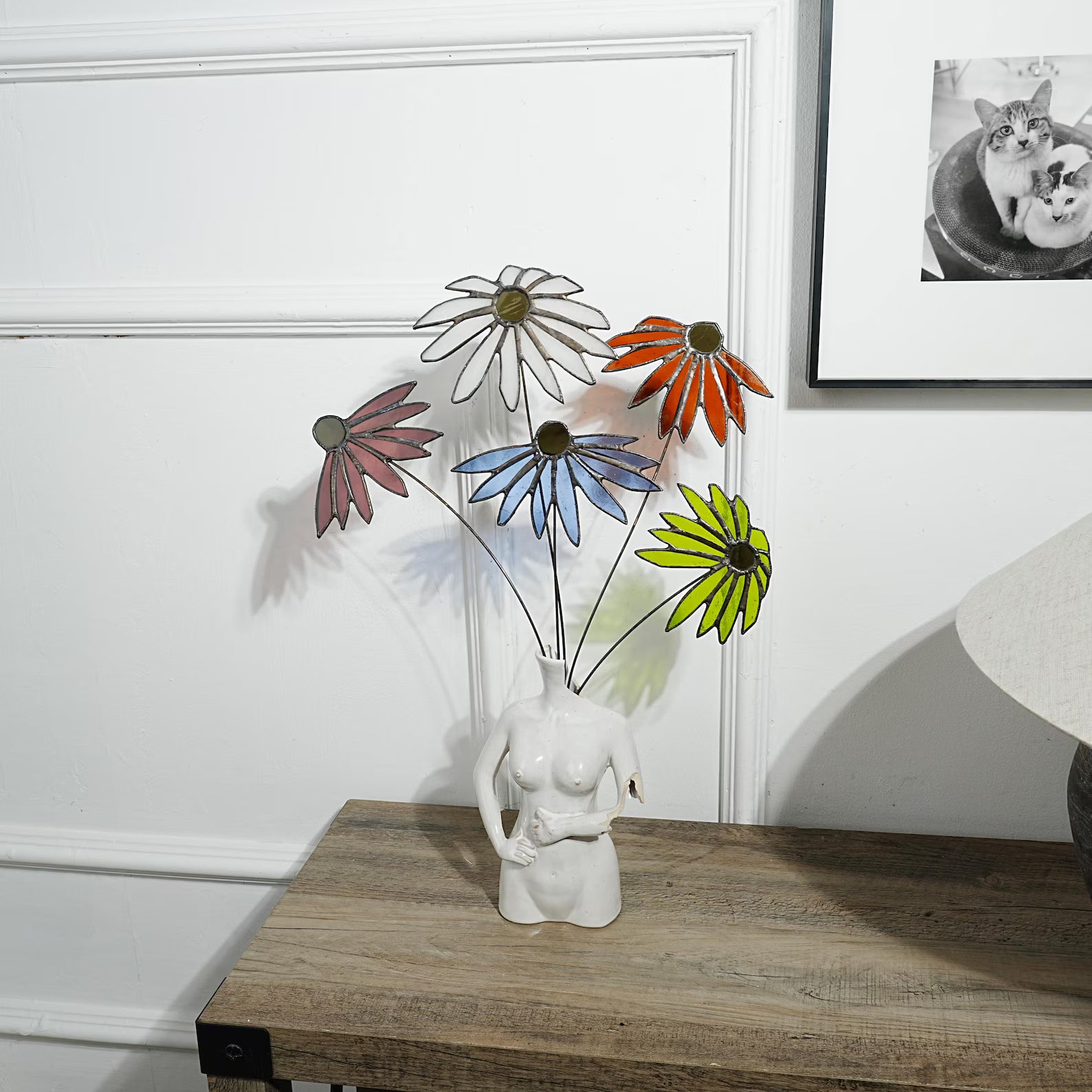 Stained glass Coneflower bouquet Table decor