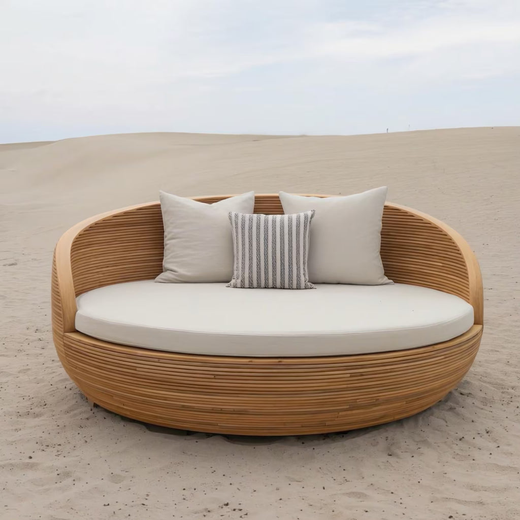 Wooden Daybed Handcrafted From Solid Oak, Unique Round Garden Bed
