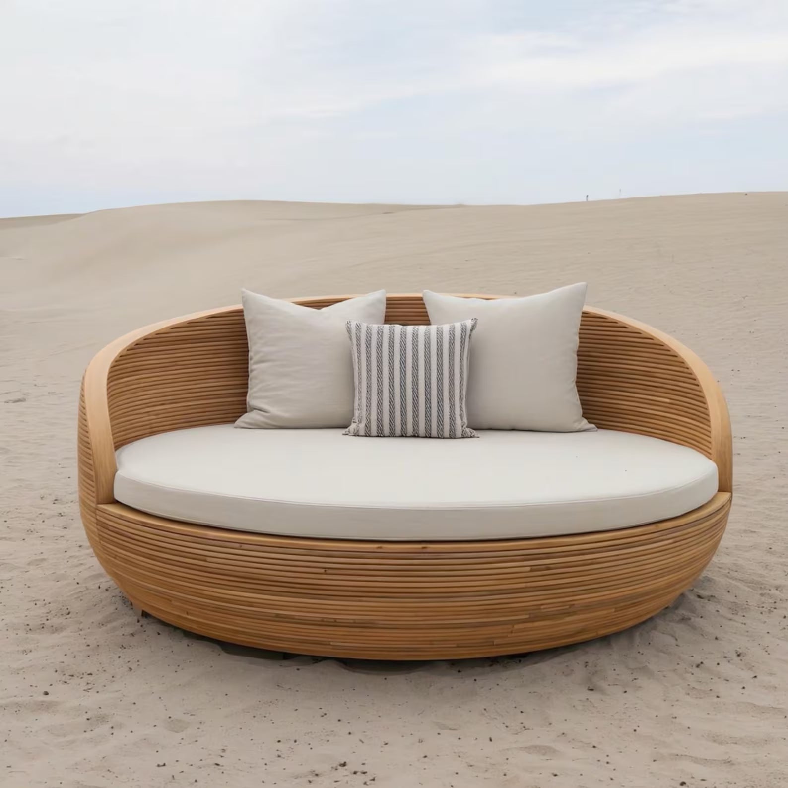 Wooden Daybed Handcrafted From Solid Oak, Unique Round Garden Bed