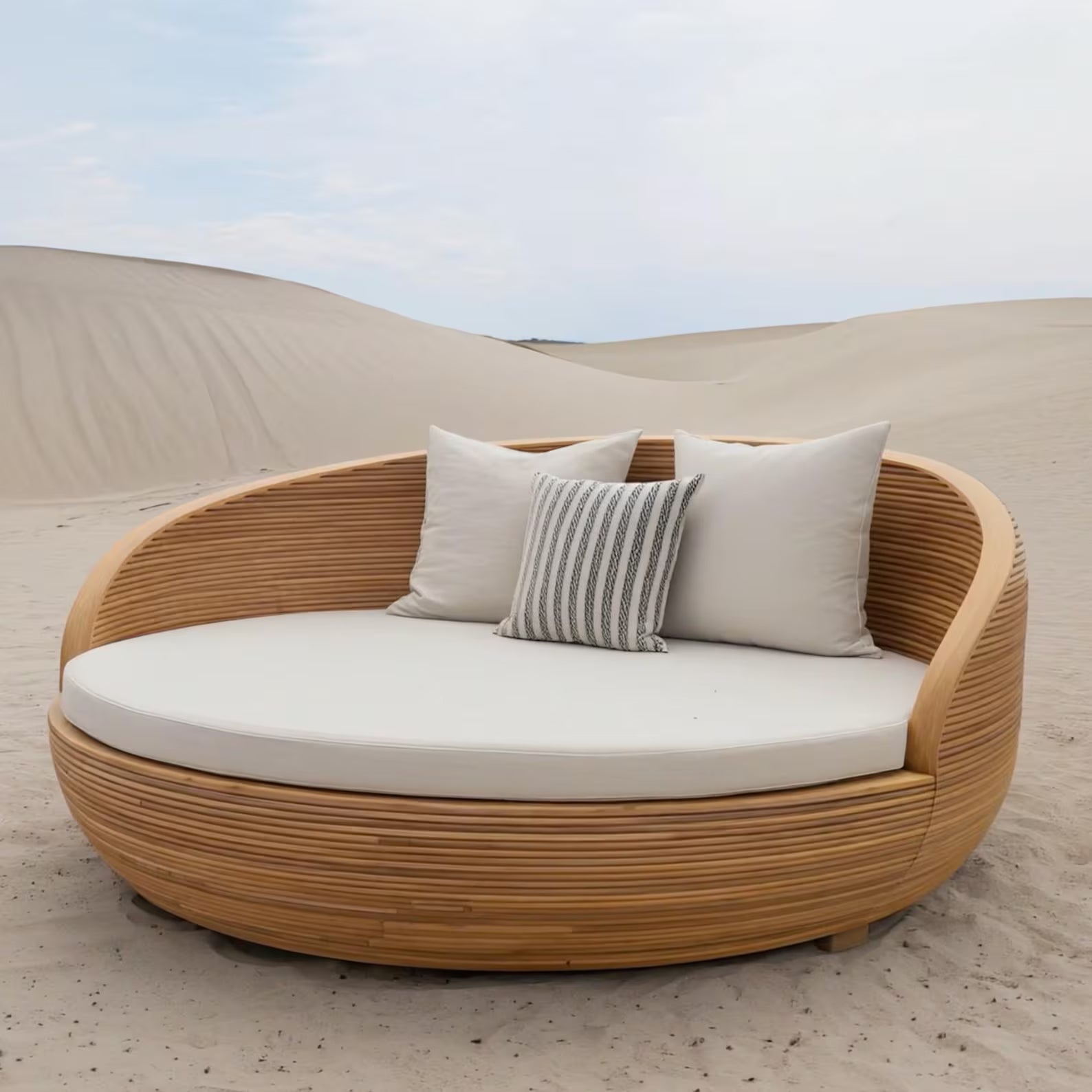 Wooden Daybed Handcrafted From Solid Oak, Unique Round Garden Bed